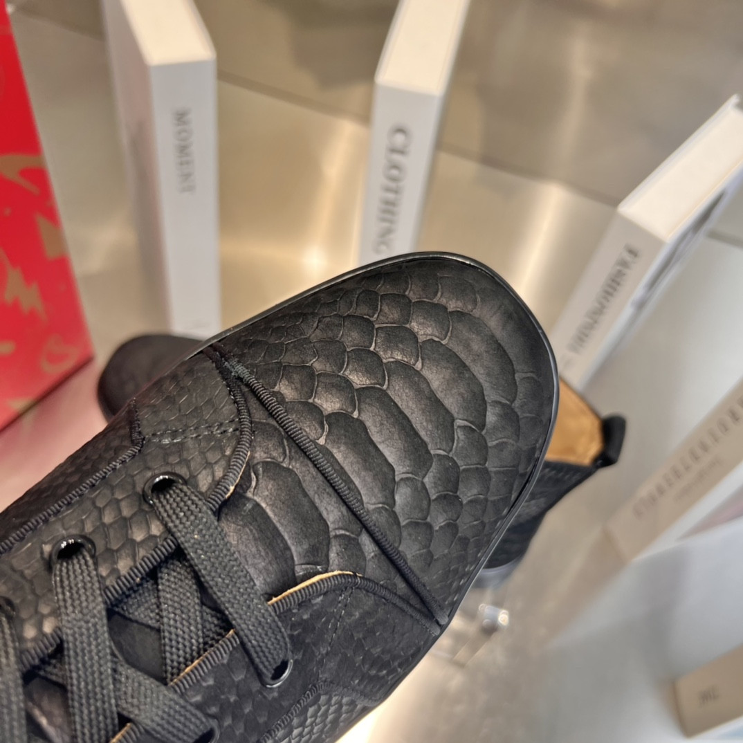 UA Ch**an Louboutin high-top matte snake print version