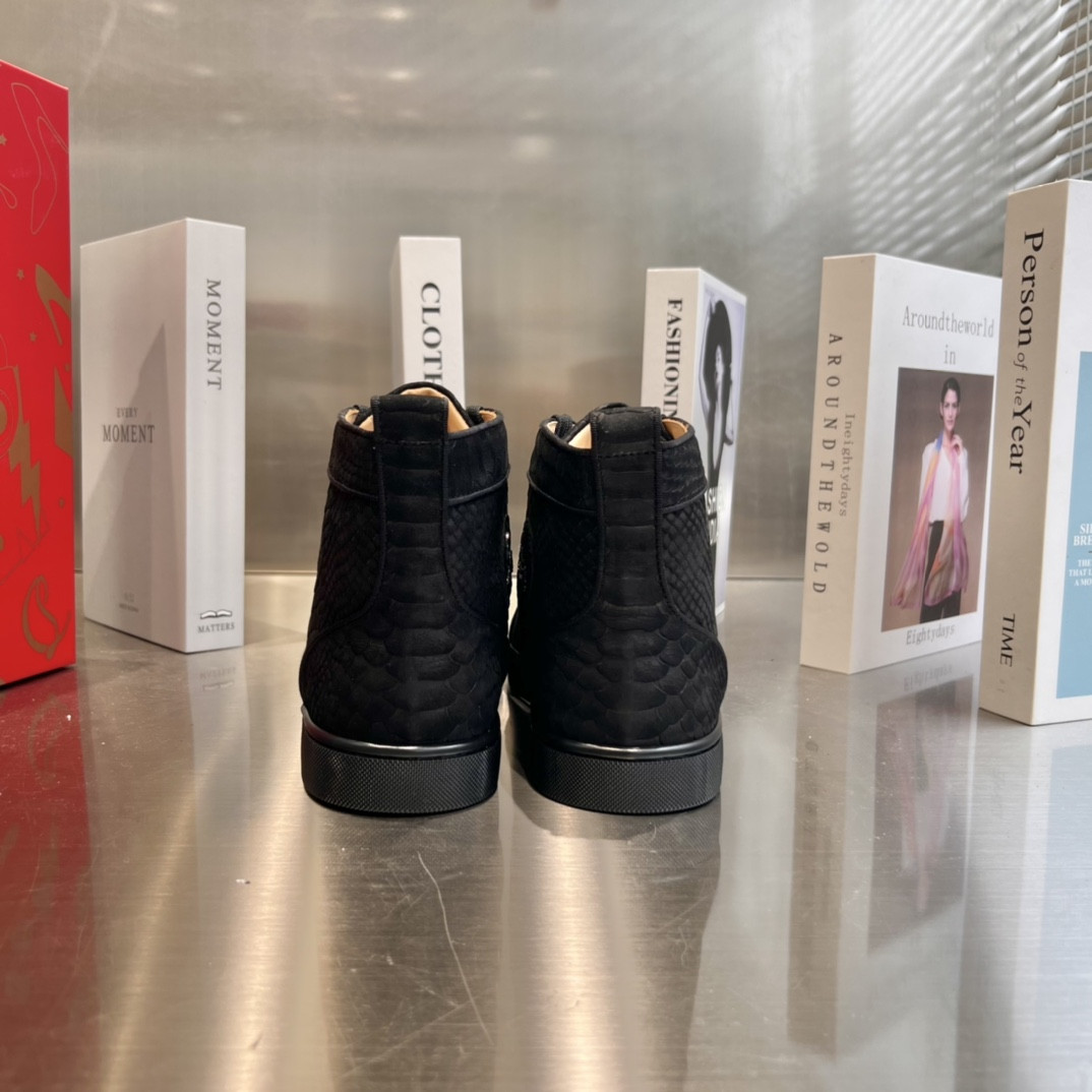 UA Ch**an Louboutin high-top matte snake print version