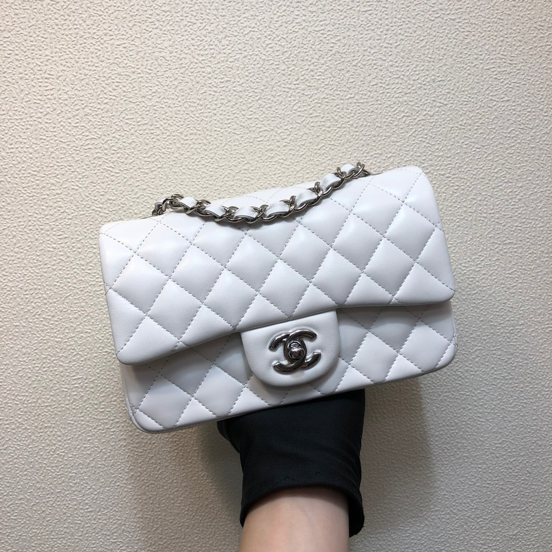 Ch*el MINI FLAP BAG white 12 × 20 × 6 cm