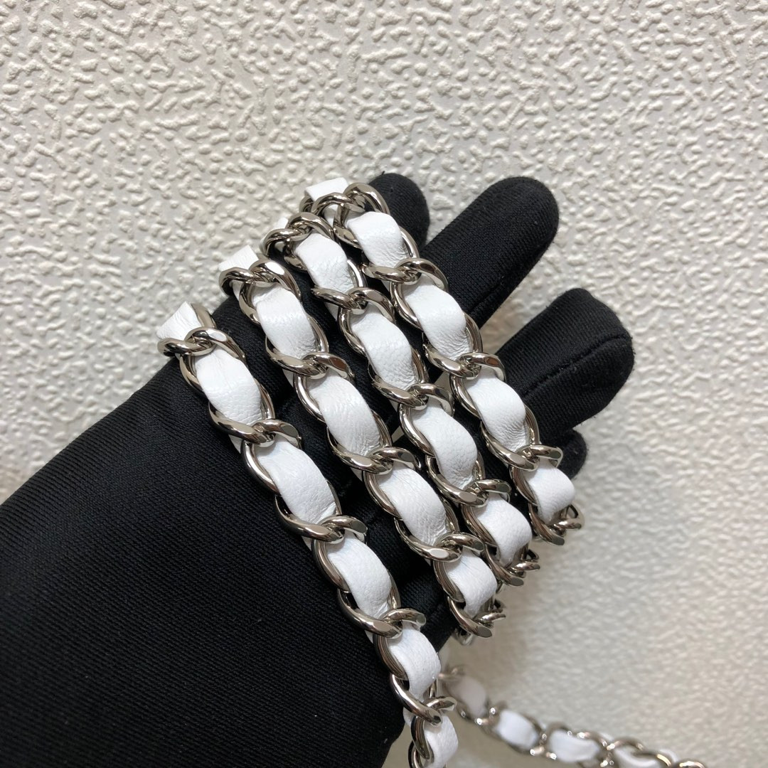 Ch*el MINI FLAP BAG white 12 × 20 × 6 cm