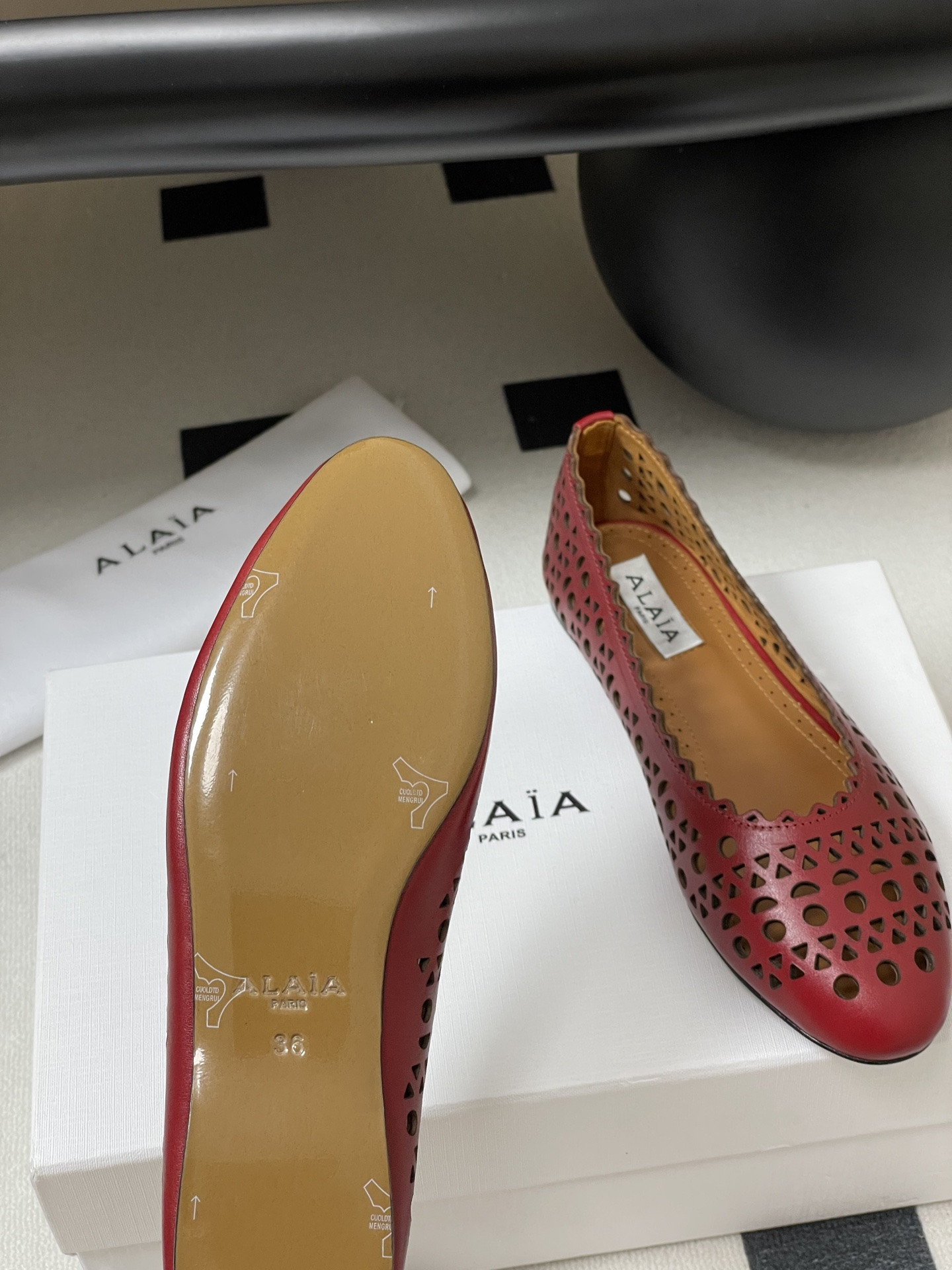 UA Alaïa Laser-cut Leather Ballet Flats(Customized Size 7-10 days production time)