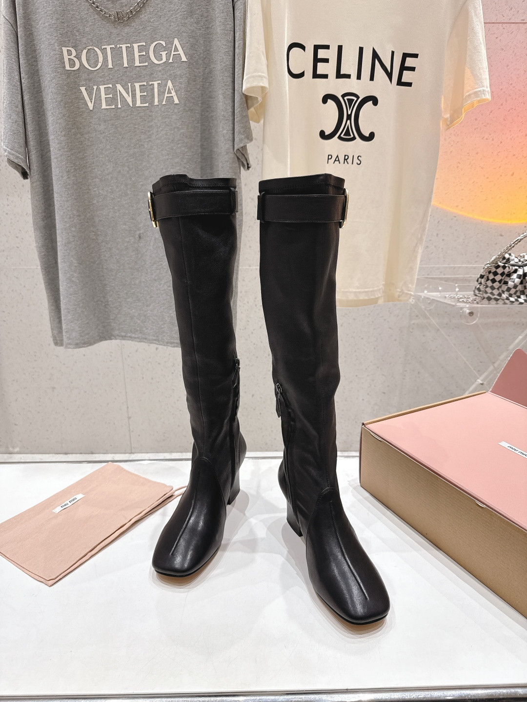 UA Miu Miu Nappa Leather Boots With Buckle 7cm Heel